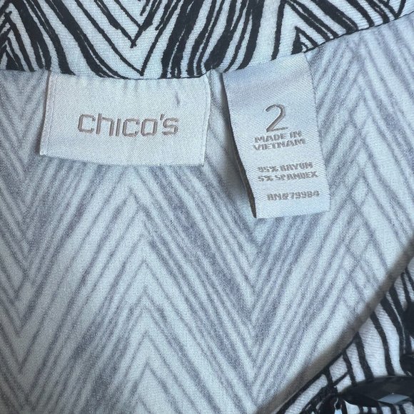 Chicos 2 Maxi Dress Womens Large Black White Geometric Embellished Neckline - Picture 8 of 9